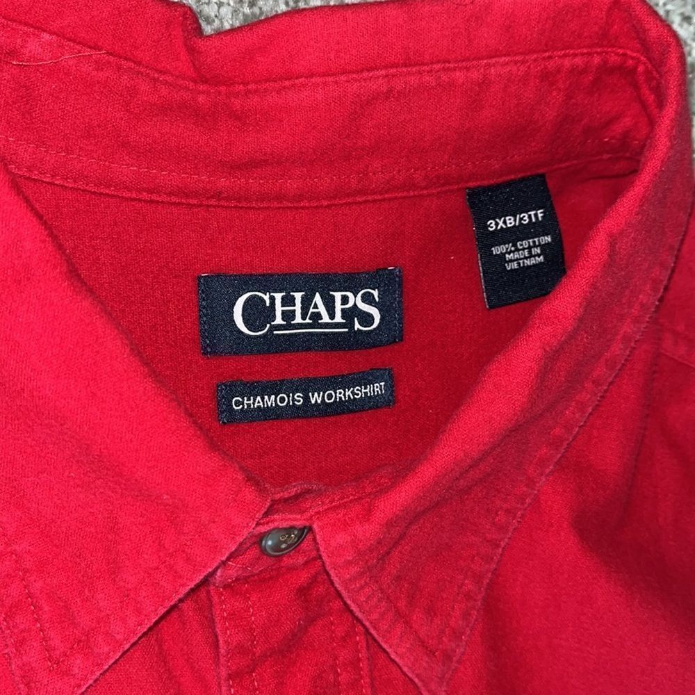 Chaps Mens Sunday Red Chamois Thick Cotton Double chest pocket work shirt 3XB - Picture 2 of 3